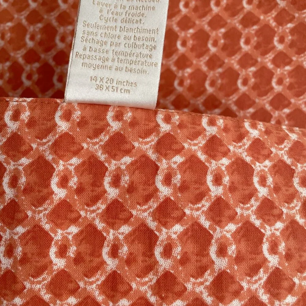 NWOT Williams Sonoma Kitchen Dining Place Mat SET of 2 Burnt Orange Cotton Print